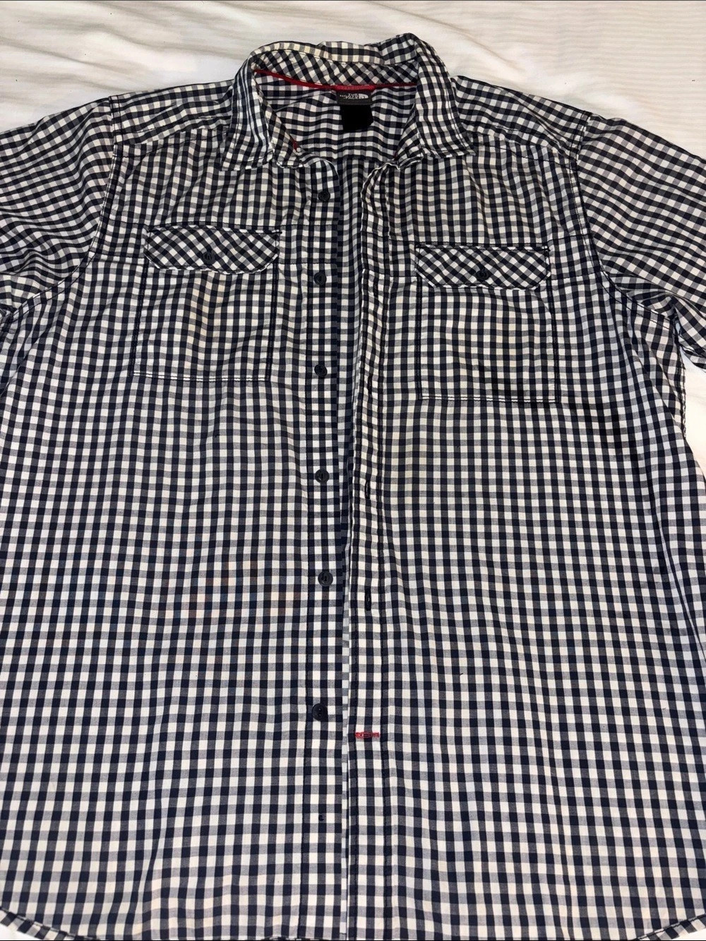 The North Face Men's Gingham Button Down Shirt Blue & White Like New size XL